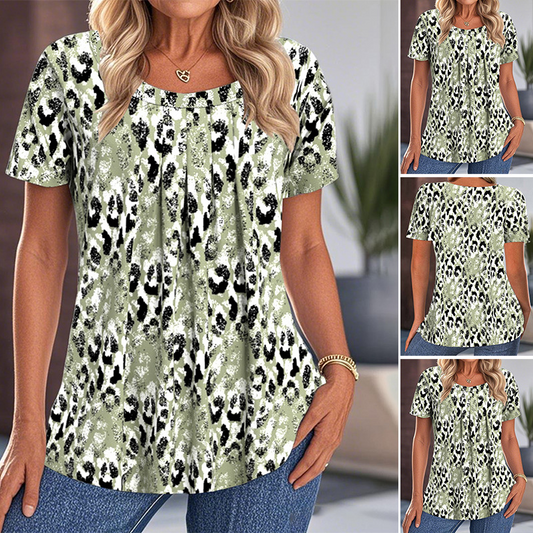 Women's Casual Printed Round Neck Short Sleeve Top