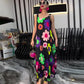 Floral Printed Loose Sleeveless Ankle-Length Dress