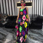 Floral Printed Loose Sleeveless Ankle-Length Dress