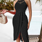 💎 57% OFF! 💎 Halterneck Irregular Hem Dress – Flattering for Chubby & Broad Shoulders, Sleeveless & Flowy Silhouette 🌿👗