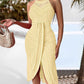 💎 57% OFF! 💎 Halterneck Irregular Hem Dress – Flattering for Chubby & Broad Shoulders, Sleeveless & Flowy Silhouette 🌿👗