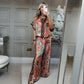 Women's Printed Top & Wide Leg Pants 2-Piece Set