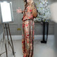 Women's Printed Top & Wide Leg Pants 2-Piece Set