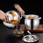 Stainless Steel Lard Container with Lid and Strainer