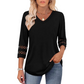 ✨2025 New Style👚Women’s Solid Casual V-Neck Top with 3/4 Sleeves
