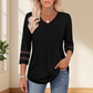 ✨2025 New Style👚Women’s Solid Casual V-Neck Top with 3/4 Sleeves