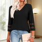 ✨2025 New Style👚Women’s Solid Casual V-Neck Top with 3/4 Sleeves