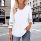 ✨2025 New Style👚Women’s Solid Casual V-Neck Top with 3/4 Sleeves