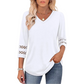 ✨2025 New Style👚Women’s Solid Casual V-Neck Top with 3/4 Sleeves