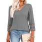 ✨2025 New Style👚Women’s Solid Casual V-Neck Top with 3/4 Sleeves