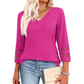 ✨2025 New Style👚Women’s Solid Casual V-Neck Top with 3/4 Sleeves