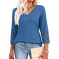 ✨2025 New Style👚Women’s Solid Casual V-Neck Top with 3/4 Sleeves