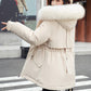 Woman’s Winter Loose Hooded Synthetic Fleece Thickened Parka Coat