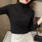 🔥50% OFF🔥Solid Color Half High Neck Long Sleeve Top