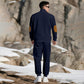Casual Jacquard Stand Collar Top and Elastic Cuff Pants