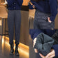 Women's Elegant Plaid Velvet Straight Pants