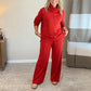 High-Neck Sweatshirt and Wide-Leg Pants Set