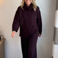 High-Neck Sweatshirt and Wide-Leg Pants Set