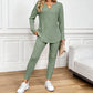 Two-Piece Casual V-Neck Top & Pants Set