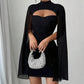 🎁2026 New Arrivals 57% OFF💥Women's Cutout Ribbed Dress with Chiffon Cape