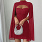 🎁2026 New Arrivals 57% OFF💥Women's Cutout Ribbed Dress with Chiffon Cape