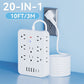 🎁 Hot Sale – 50% OFF! ⚡ 20-in-1 Power Strip with Overload Protection – 14 AC + 4 USB + 2 Type-C Ports, Wall-Mountable & Space-Saving! 🔌💻