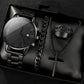 Men's Minimalist Quartz Watch with Date – All-Black Stainless Steel, Roman Dial & Precision Timekeeping! ⌚🖤