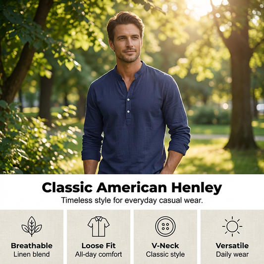 Autumn Casual Henley T-Shirt for Men 