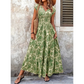 Women's V-Neck Floral Print Smocked Maxi Dress