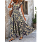 Women's V-Neck Floral Print Smocked Maxi Dress