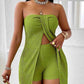 Women's Strapless Split Hem Top & Shorts 2-Piece Set