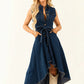 Sleeveless Denim Dress with High-Low Hem