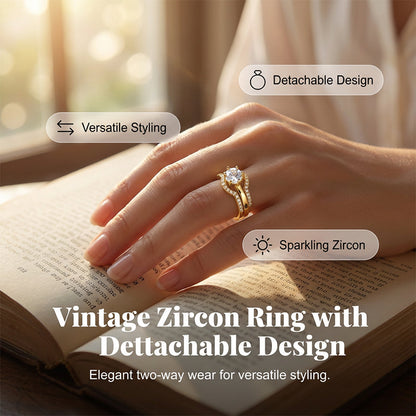 🔥2026 Hot Sale 50% OFF🔥2-in-1 Gold-Tone Zirconia Open Ring