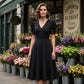 Elegant V-Neck High Waist Dress with Puff Sleeve