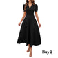 Elegant V-Neck High Waist Dress with Puff Sleeve