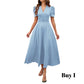 Elegant V-Neck High Waist Dress with Puff Sleeve