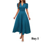 Elegant V-Neck High Waist Dress with Puff Sleeve