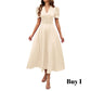 Elegant V-Neck High Waist Dress with Puff Sleeve