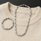 Classic Silver-Tone Chain Necklace & Bracelet Set（50% OFF）
