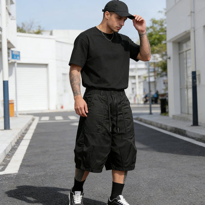 Men's Plus Size Casual Drawstring Capri Pants