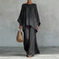 Women's Loose Fit Long Sleeve Top & Wide Leg Pants Set