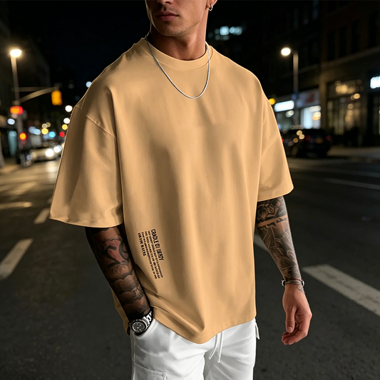 Men's Loose Fit Short Sleeve Shirt – Premium Cotton Blend, Urban Graphic Print & Oversized Casual Style