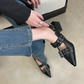 Edgy Grommet & Buckle Low Heel Pumps