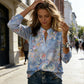 Women's Floral Print V-Neck Blouse