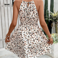 Abstract Print Halter Neck A-Line Dress