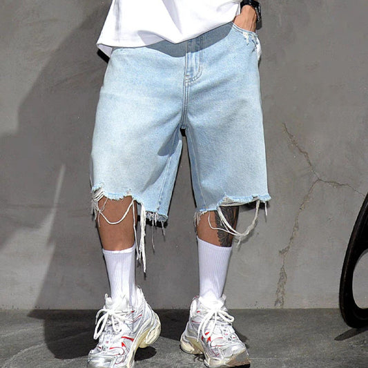 📢📢30% OFF !! ⏰Men's Fashion Loose Fit Denim Shorts with Raw Hem