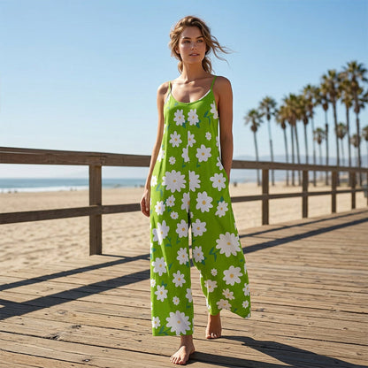 📢📢40% OFF !! ⏰Women's Floral Print Wide Leg Jumpsuit