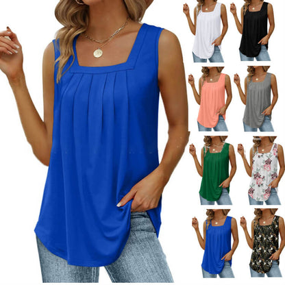 📢📢40% OFF !! ⏰Women's Square Neck Sleeveless Vest T-Shirt