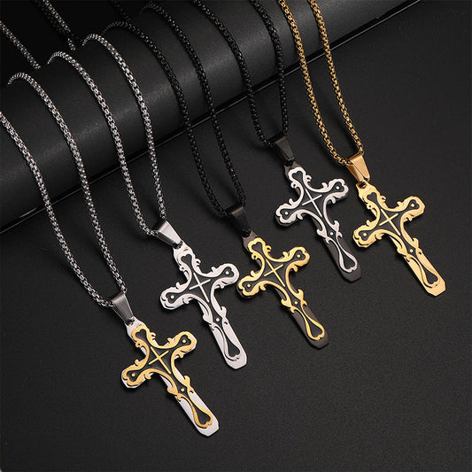 📢📢40% OFF !! ⏰Ornate Vintage-Style Cross Pendant Necklace