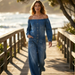 📢📢40% OFF !! ⏰Off-Shoulder Wide-Leg Denim Jumpsuit